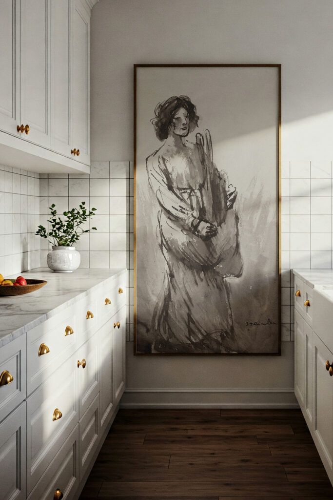 how a fine art print can transform your kitchen into a... 10 Classic Ways To Display Art In A Kitchen - A Home Is Announced