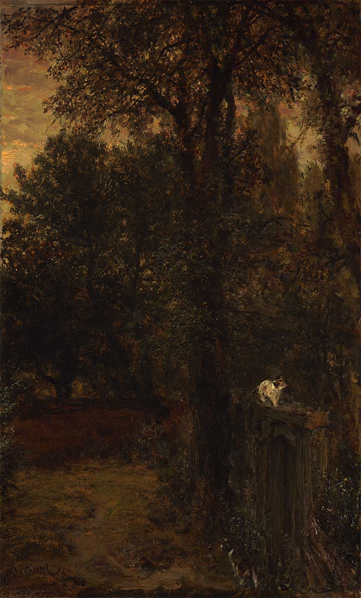 free vintage cat landscape painting by Adolph von Menzel entitled “Landscape”