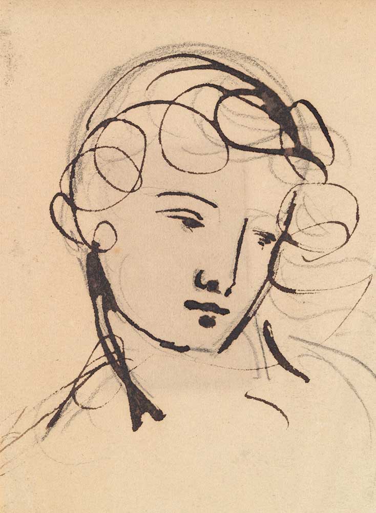 free vintage portrait sketch by Benjamin Robert Haydon entitled “Portrait Study”