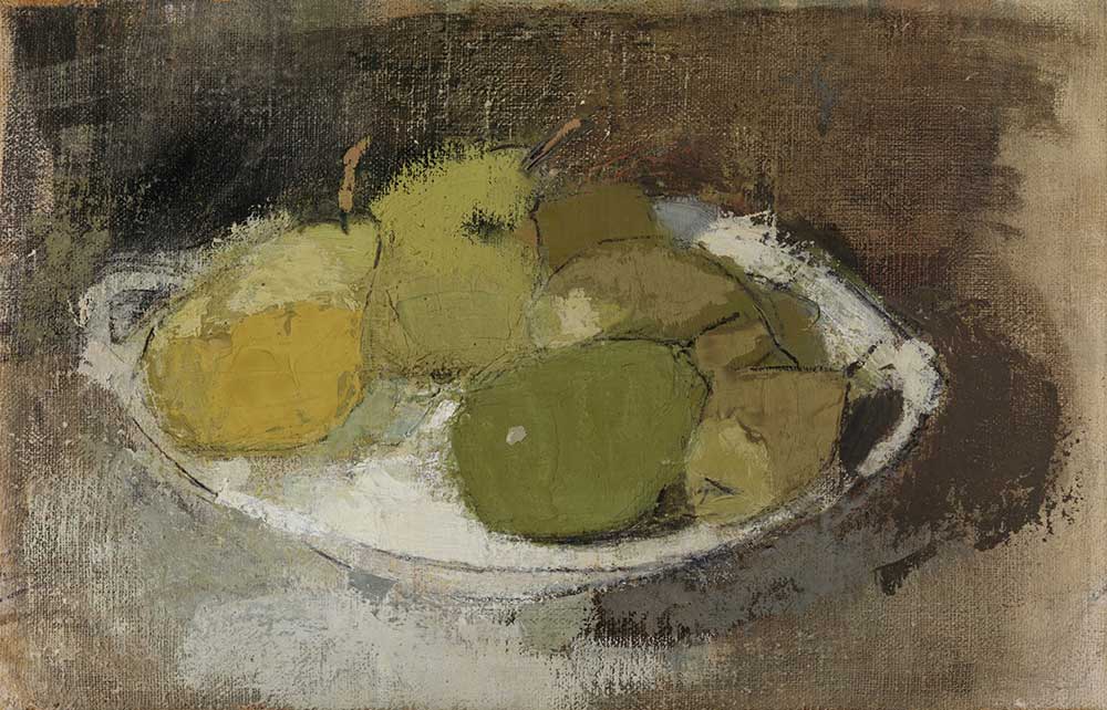 free vintage still life painting by Helene Schjerfbeck entitled "Still Life in Green"