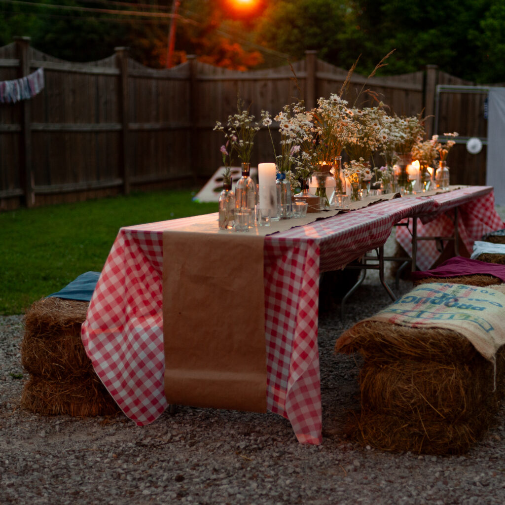 vintage memorial day party backyard bbq outdoor dinner party