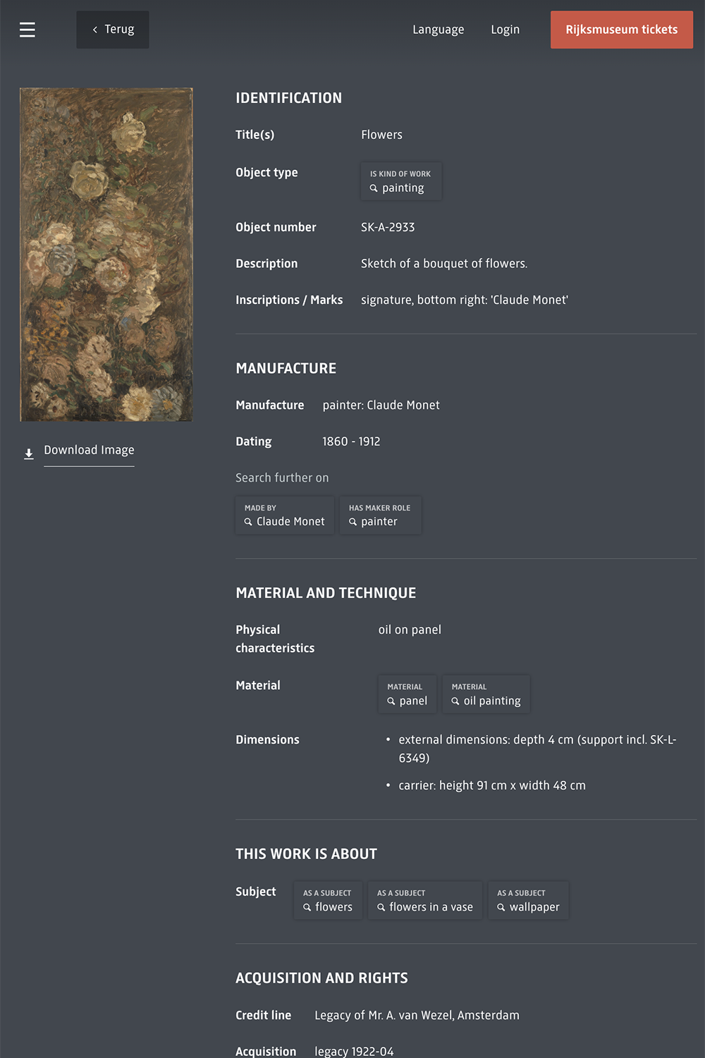 Side-by-side comparison of Anthropologie’s framed art listing and the original public domain artwork from the Rijksmuseum.