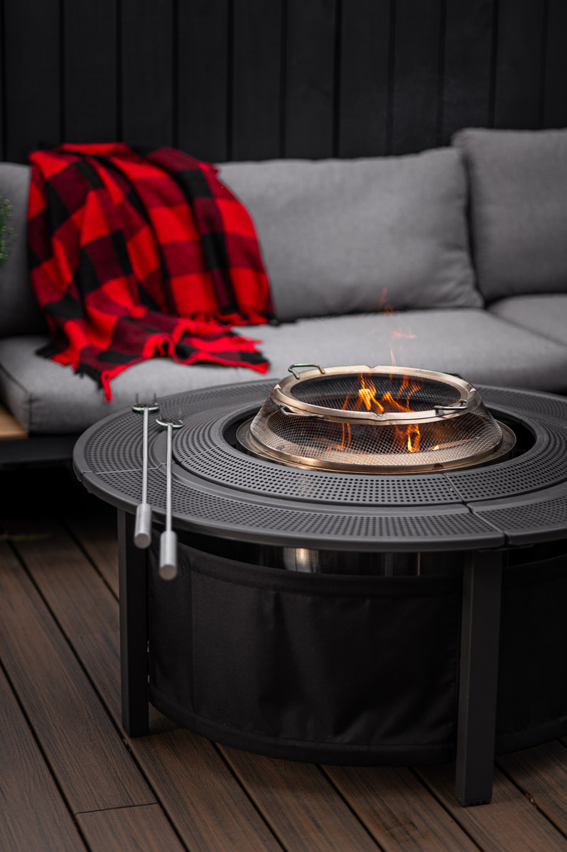 Smokeless Solo Stove fire pit set up for a fall bonfire party.