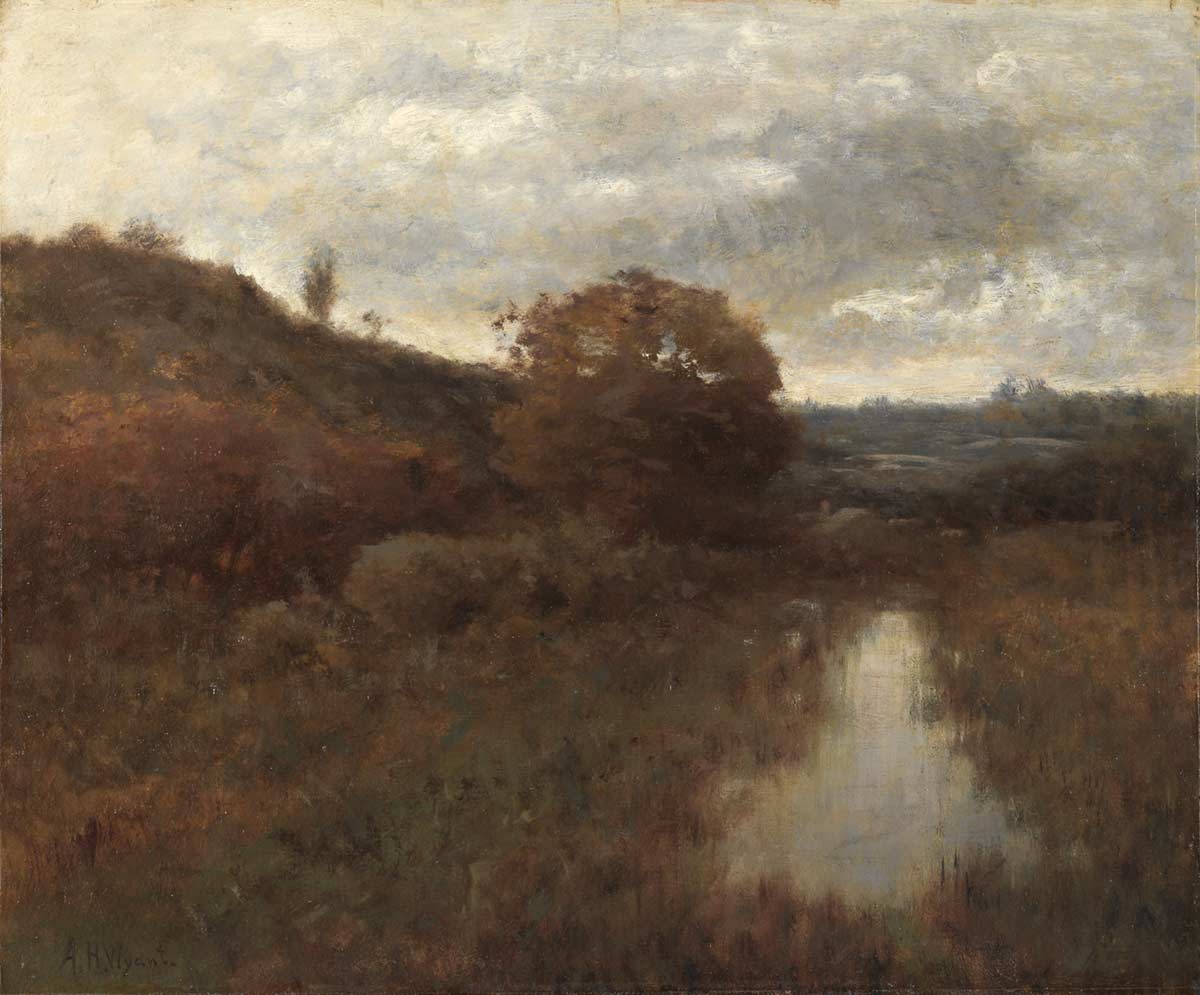 Alexander H. Wyant "Autumn Landscape and Pool" Vintage Landscape Painting