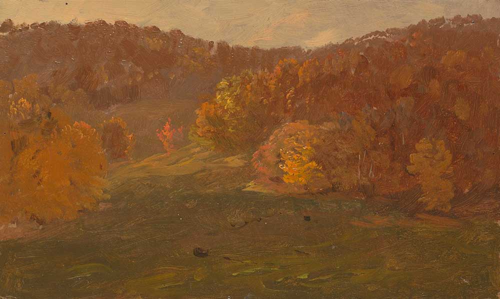 free vintage fall landscape painting by Frederic Edwin Church entitled "Autumn Landscape (North Carolina)"