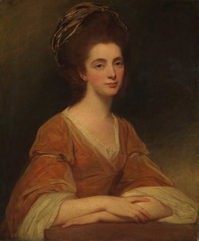 free vintage fall art portrait painting by George Romney entitled "Mrs. Charles Frederick (Martha Rigden)"