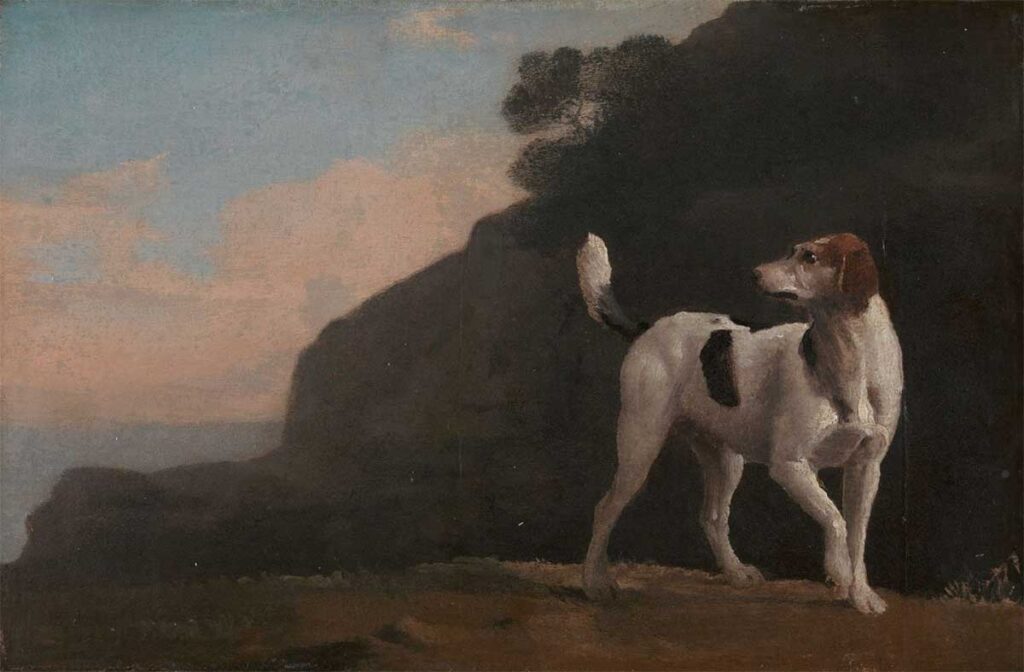 free vintage dog art of an english foxhound in the british countryside