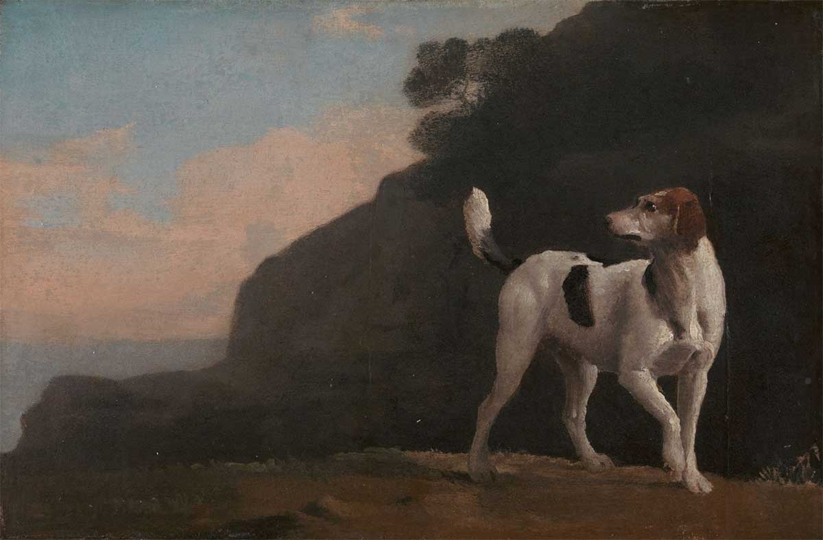 free vintage dog art of an english foxhound in the british countryside