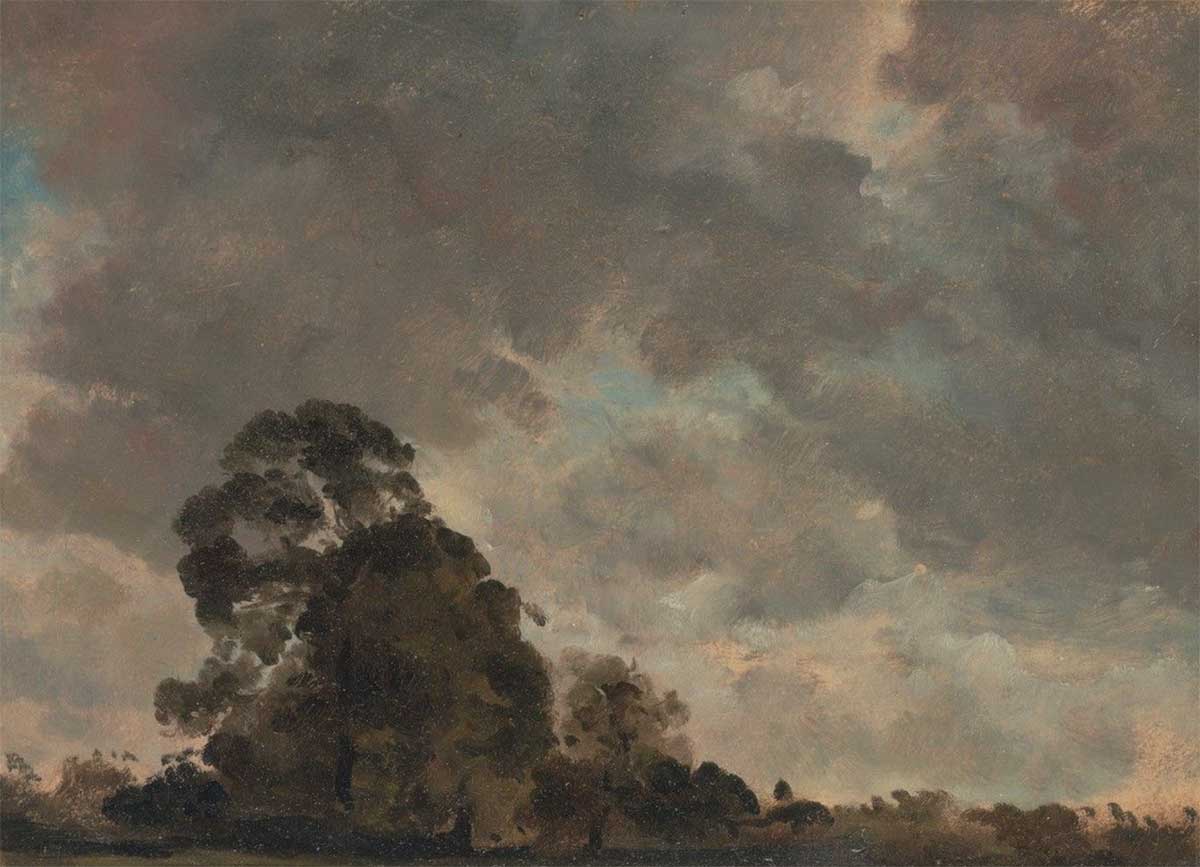 free vintage english painting by john constable of a cloud study over the british countryside