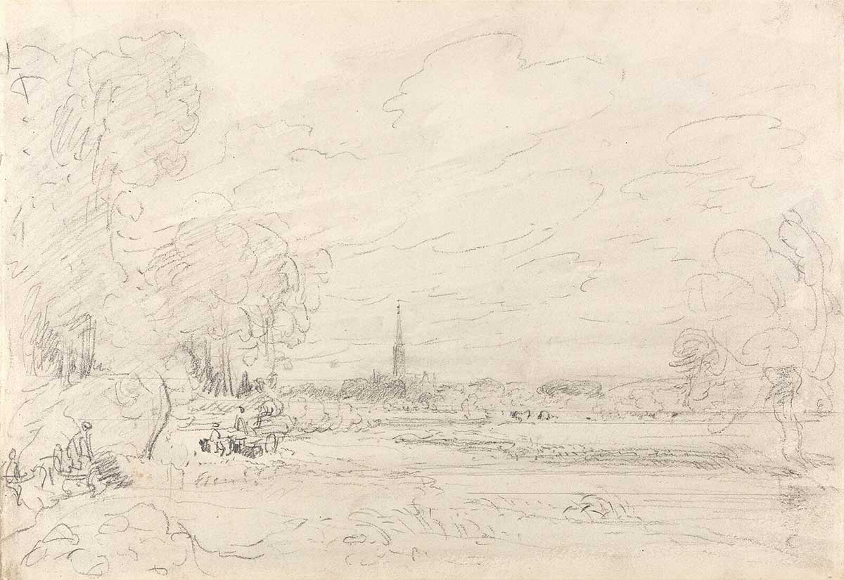 free vintage sketch of the  english countryside by john constable (also known as French Countryside 3 on the Stoffer Home website)