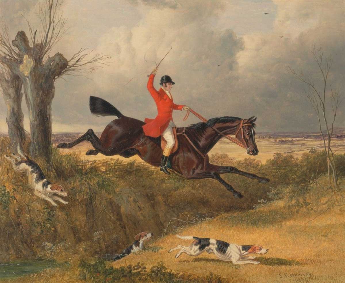 free vintage art british fox hunt painting wall art