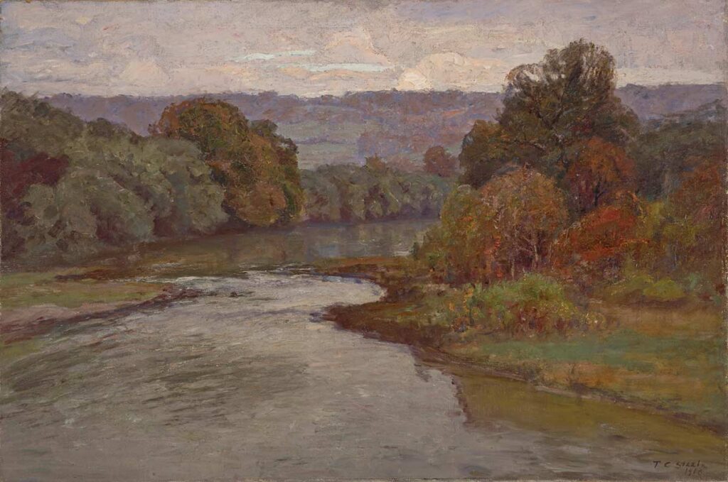 Theodore Clement Steele “The River” vintage landscape painting
