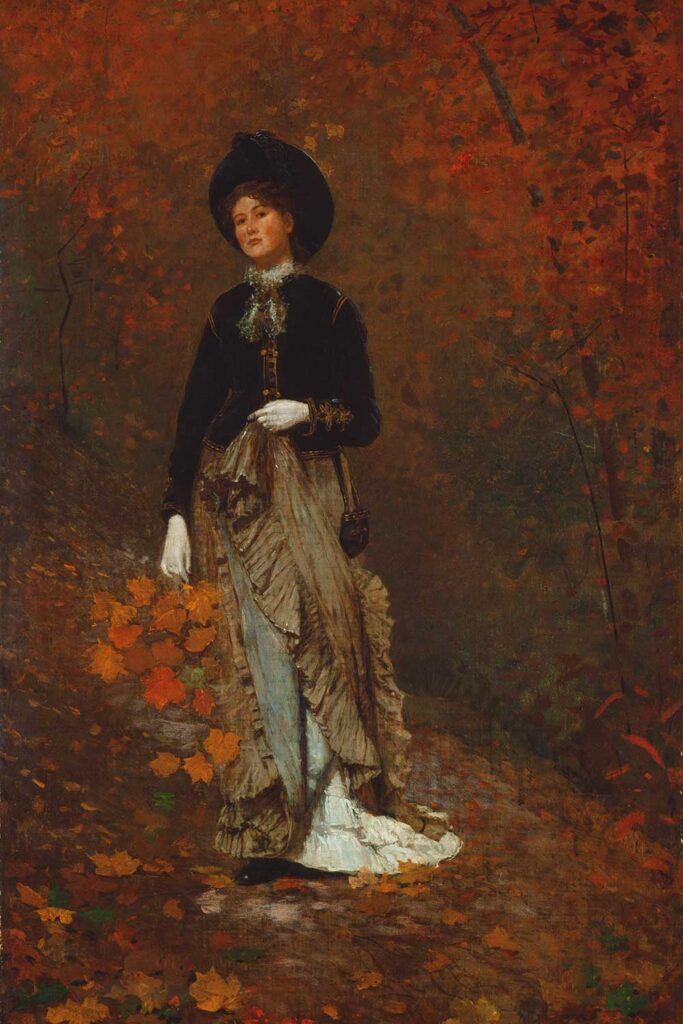 free vintage autumn portrait painting by Winslow Homer entitled "Autumn"
