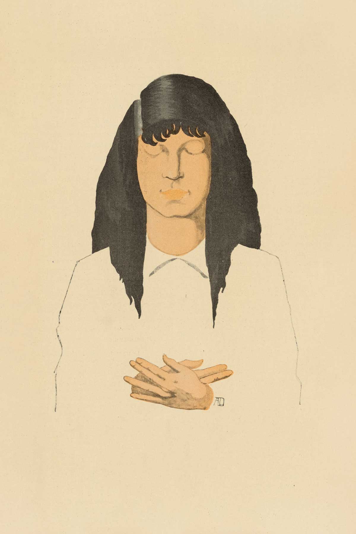 free vintage portrait illustration of a biracial woman by Aaron Douglas for use a free printable wall art