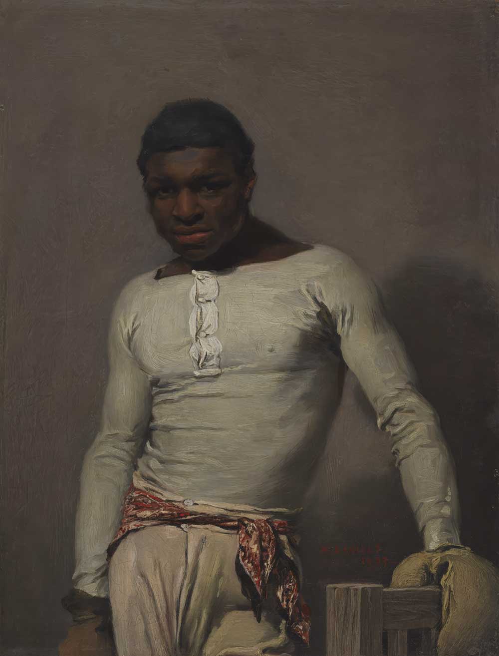 free vintage portrait painting of black boxer James 'Jem' Wharton by William Daniels