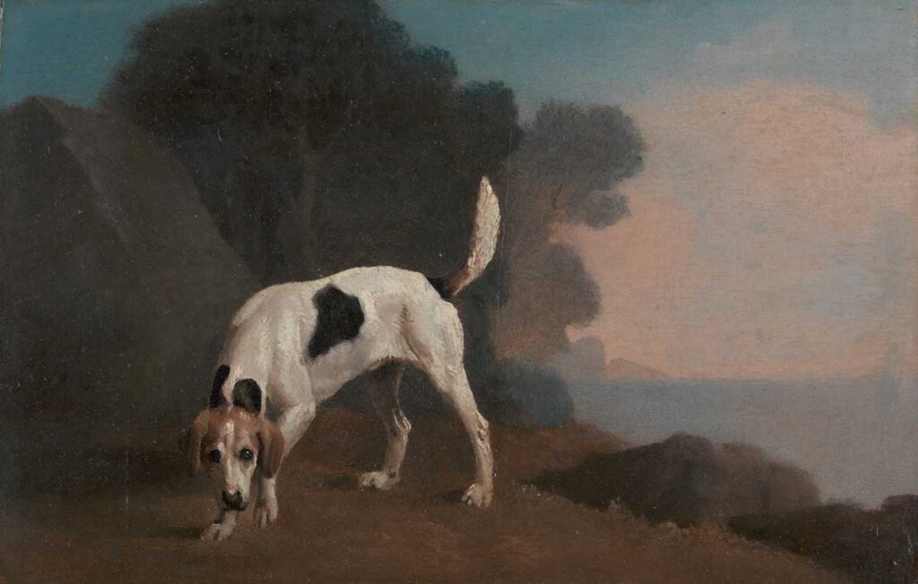 free vintage fox hunting painting by George Stubbs entitled “Foxhound” for use as free printable wall art