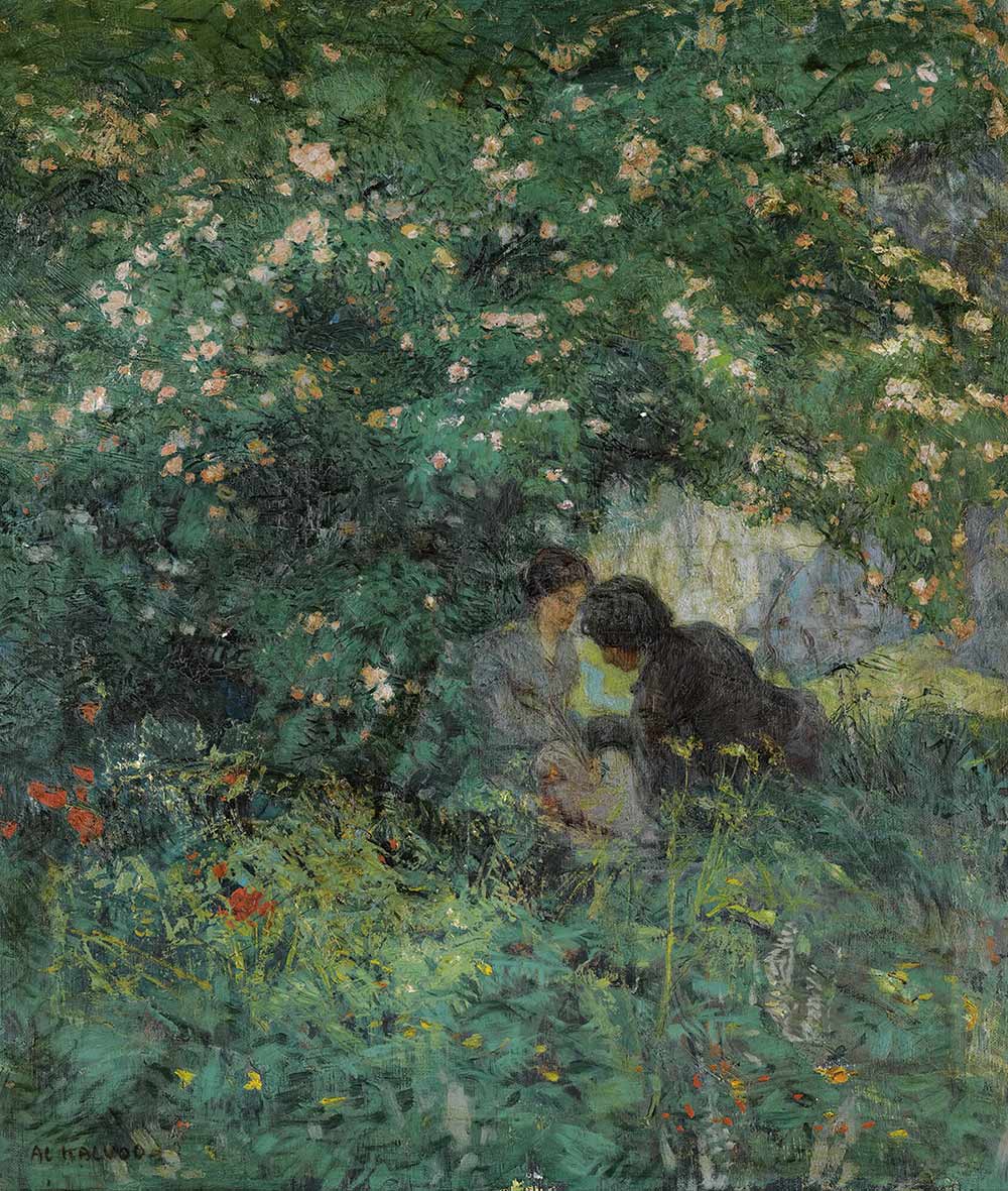 free vintage Valentine's day art by Alois Kalvoda entitled "Lovers In The Grass"