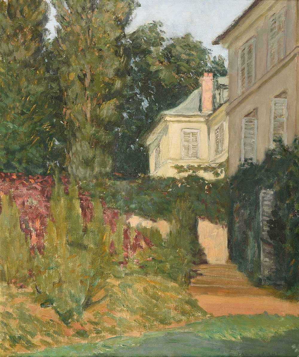 free vintage spring art landscape painting by Paul Jamot entitled "Les Terrasses de Bièvres"
