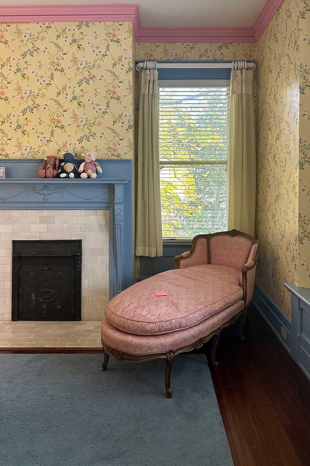 view of a vintage child's bedroom at while shopping for home decor at an estate sale in a historic home
