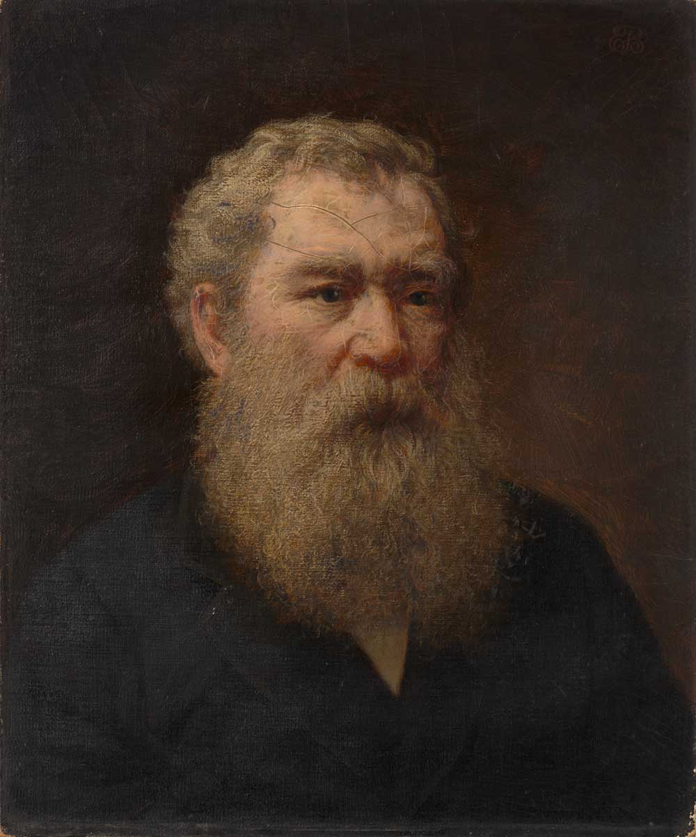 vintage portrait painting of an old man by Edwin Tryon Billings "George Fuller" for use as free printable wall art