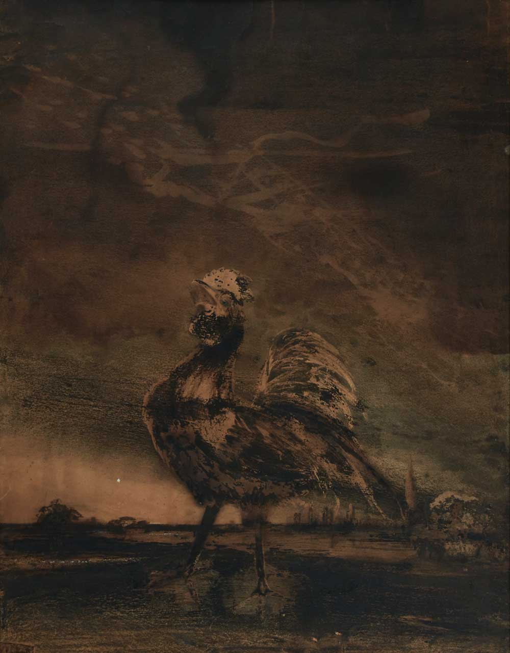 Free vintage painting of a rooster by Victor Hugo entitled "Gallia" perfect for use as vintage french farmhouse decor